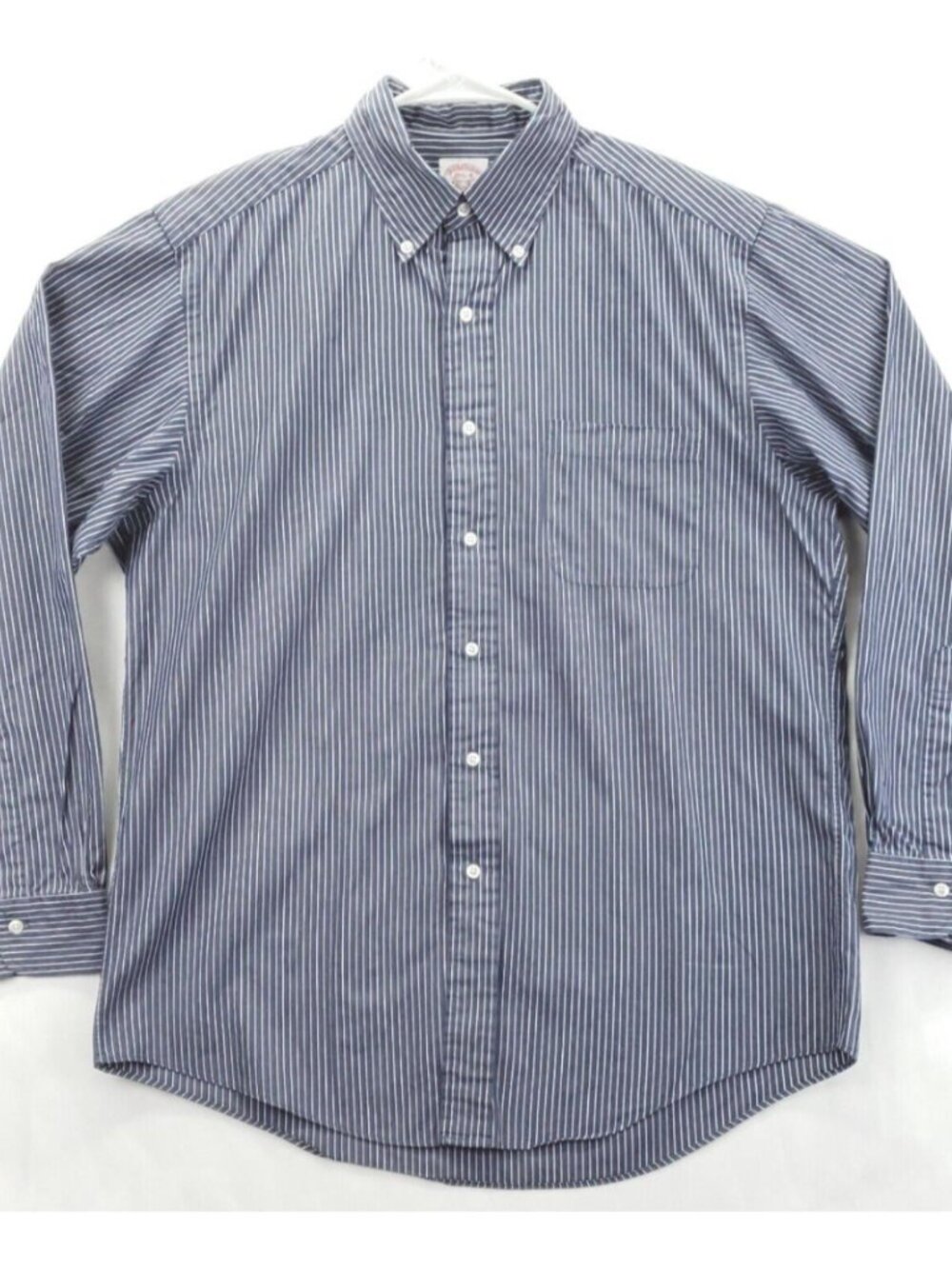 Brooks Brothers 1818 Dress Shirt Mens 15.5 Blue White Striped Formal Business